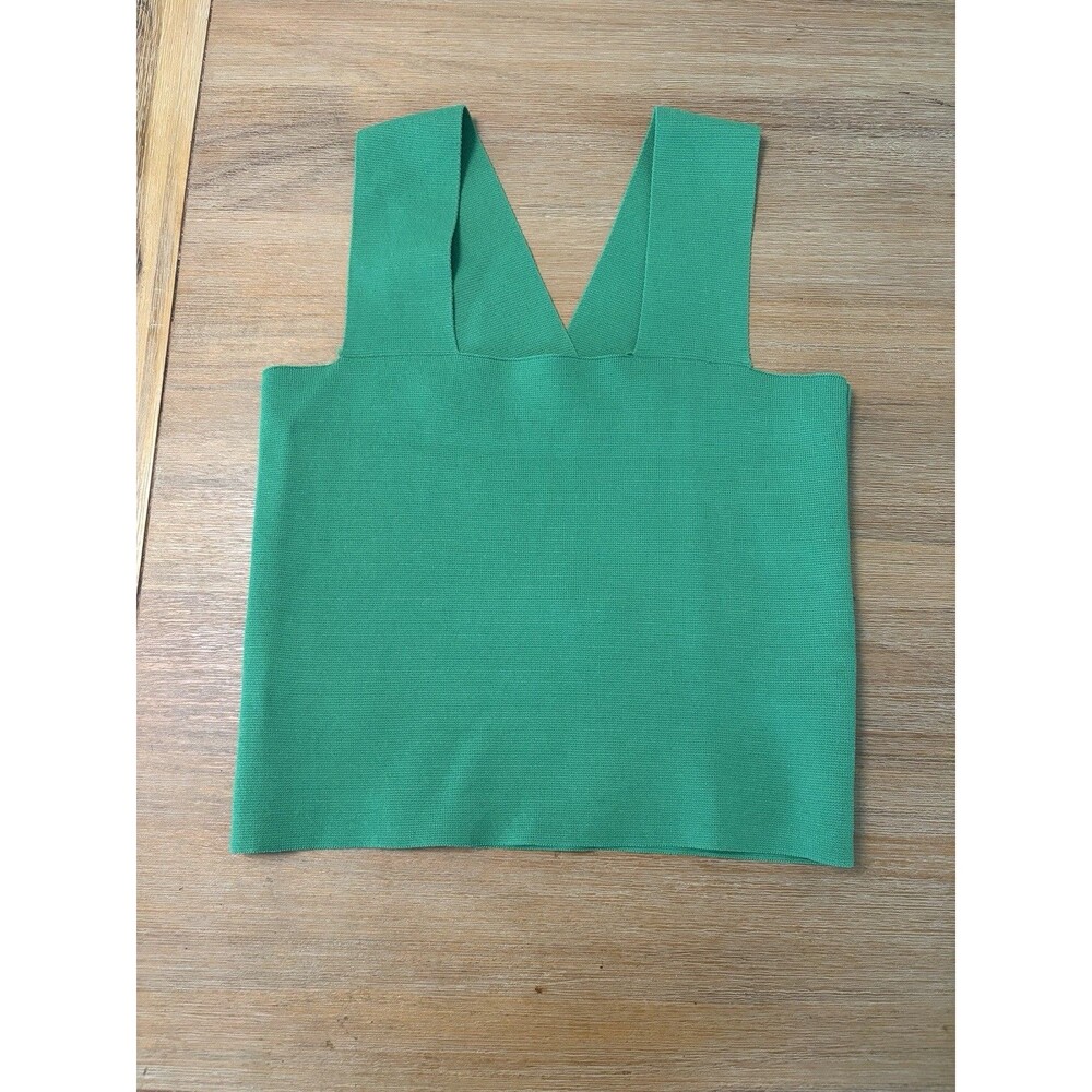 House of Harlow Green Structured Square-Neck Tank/ old money quiet luxury XS